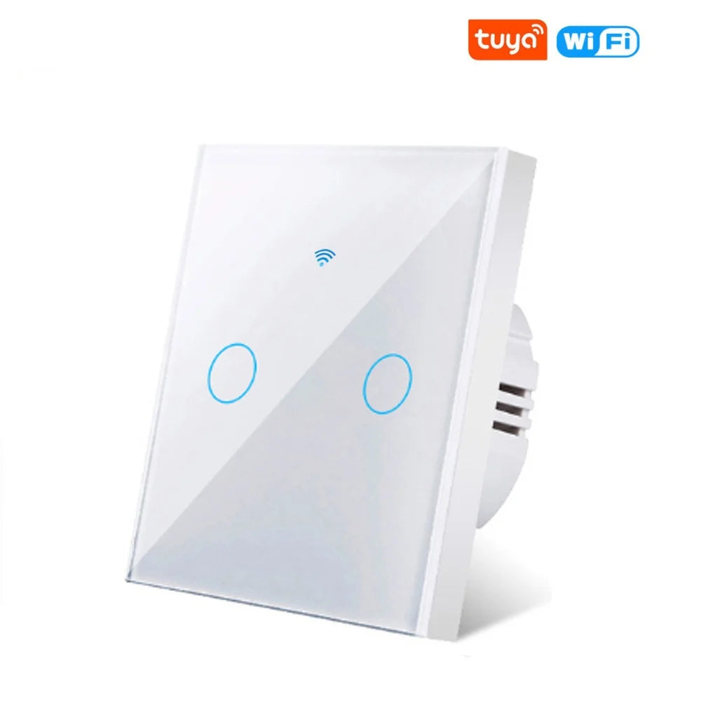 WiFi Smart Touch Wall Switch (EU) – No Neutral Required, Tuya App & Voice Control (1/2/3 Gang)