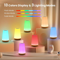 13-Color RGB Touch Night Lamp – USB Rechargeable Luxury Bedside Light