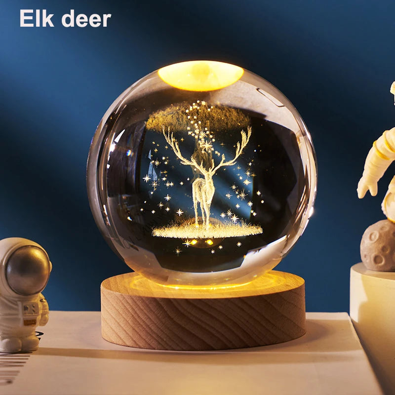 3D Crystal Solar System LED Globe – Luxury Astronomical Décor