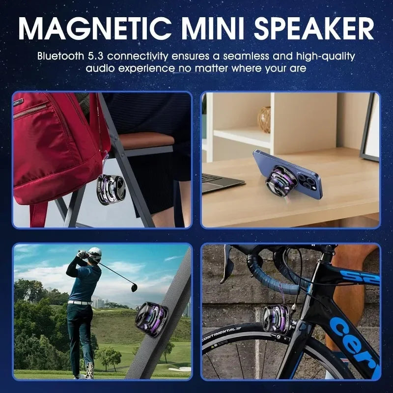 Outdoor Magnetic Bluetooth Speaker – Portable Mini Stereo with RGB Light & Phone Holder