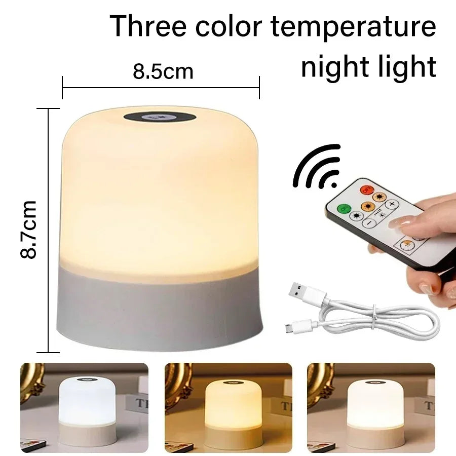 RGB Touch Night Light – Rechargeable Ambient Table Lamp with Remote
