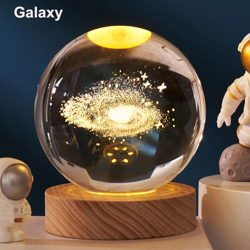 3D Crystal Solar System LED Globe – Luxury Astronomical Décor