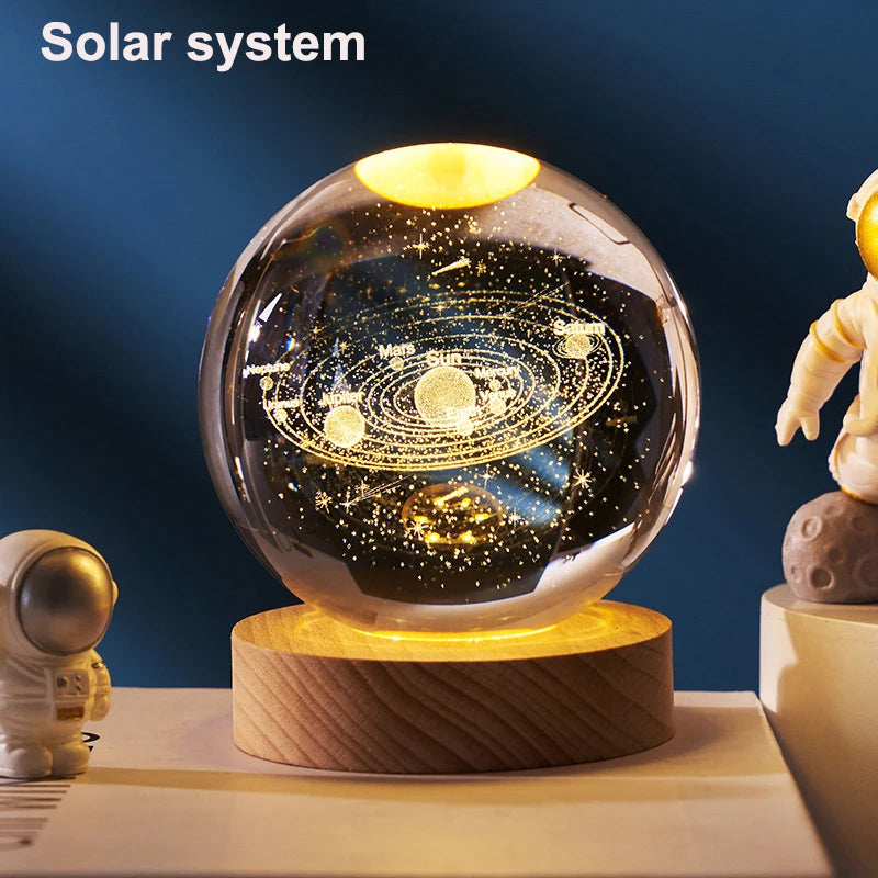 3D Crystal Solar System LED Globe – Luxury Astronomical Décor