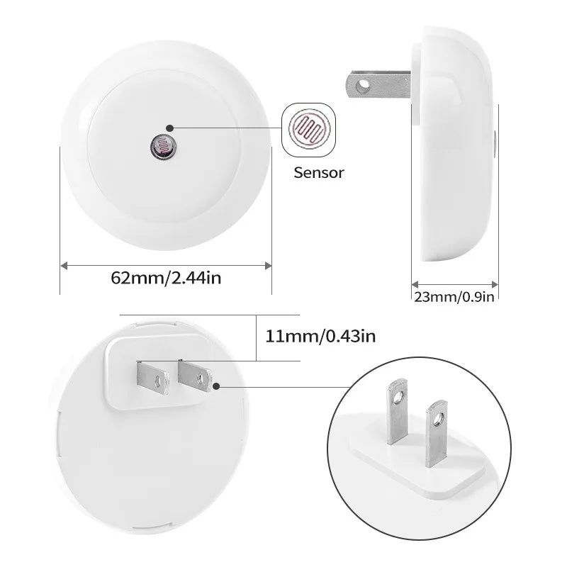 LED Dusk-to-Dawn Smart Night Light – Auto-Dimming Plug-In Wall Lamp