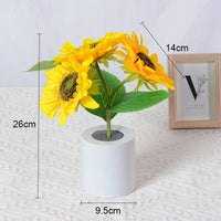 3-LED Sunflower Rechargeable Night Light – Elegant Bedside & Table Lamp
