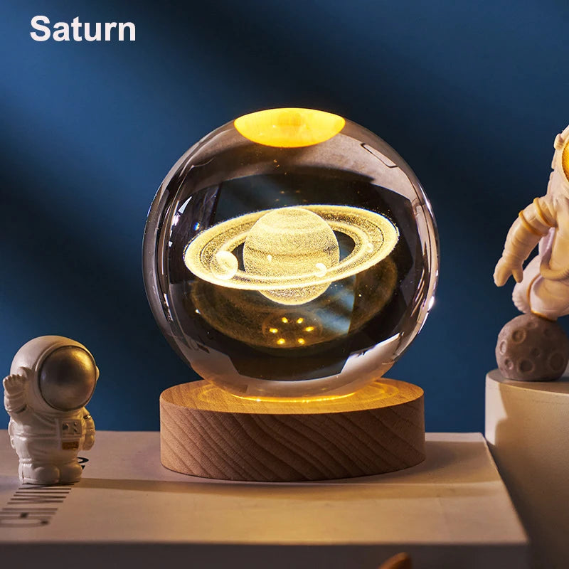 3D Crystal Solar System LED Globe – Luxury Astronomical Décor
