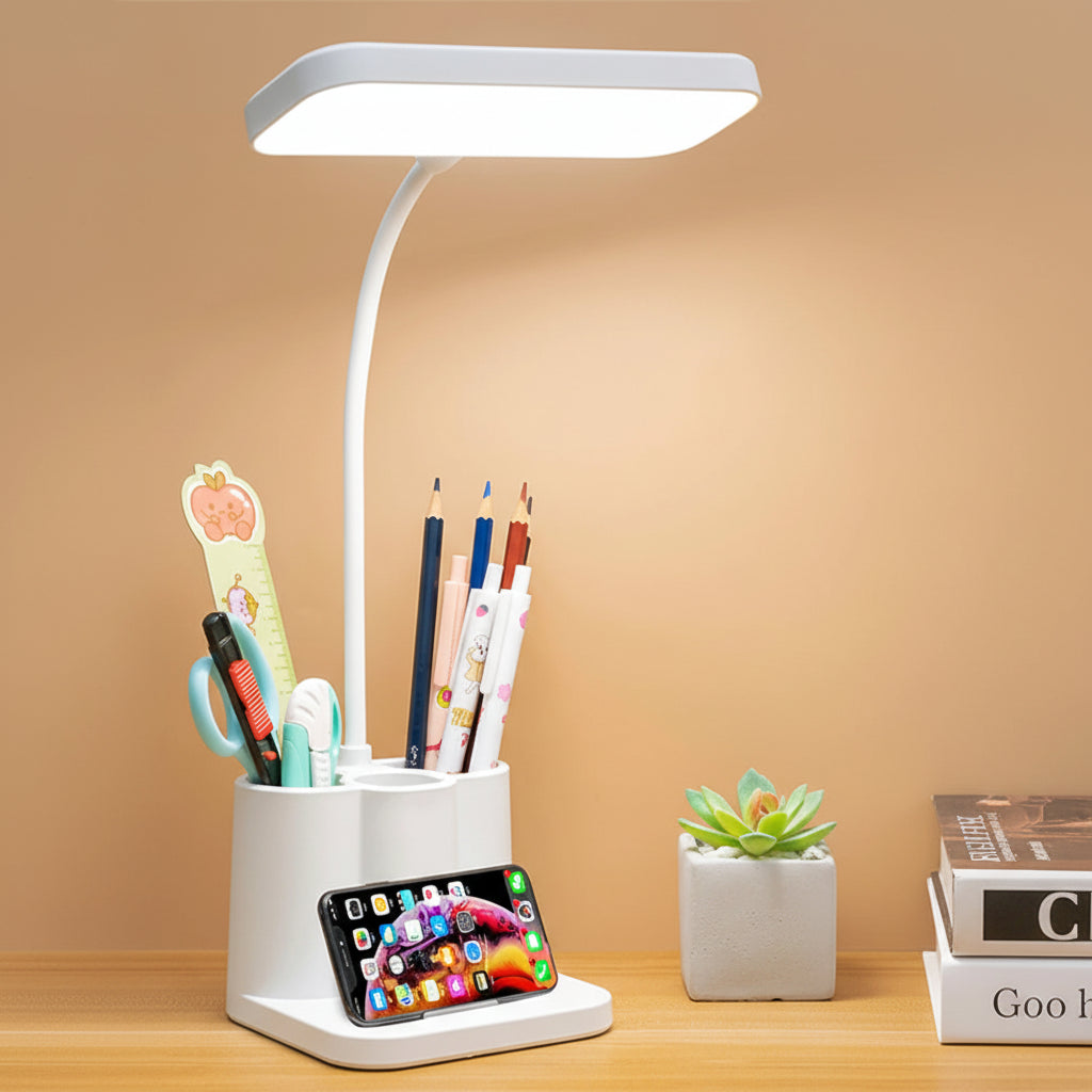 USB LED Table Lamp – 3-Color Eye-Care Reading & Study Light