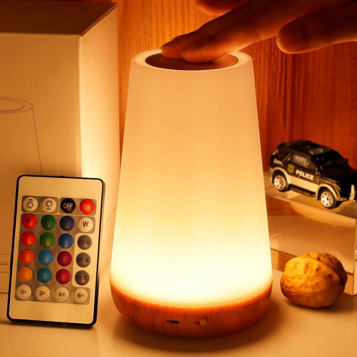 13-Color RGB Touch Night Lamp – USB Rechargeable Luxury Bedside Light