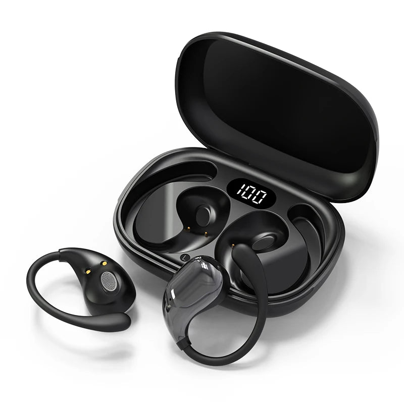 Bluetooth 5.4 Ear-Hook Wireless Earbuds – HiFi Stereo, Waterproof, LED Display
