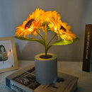 3-LED Sunflower Rechargeable Night Light – Elegant Bedside & Table Lamp