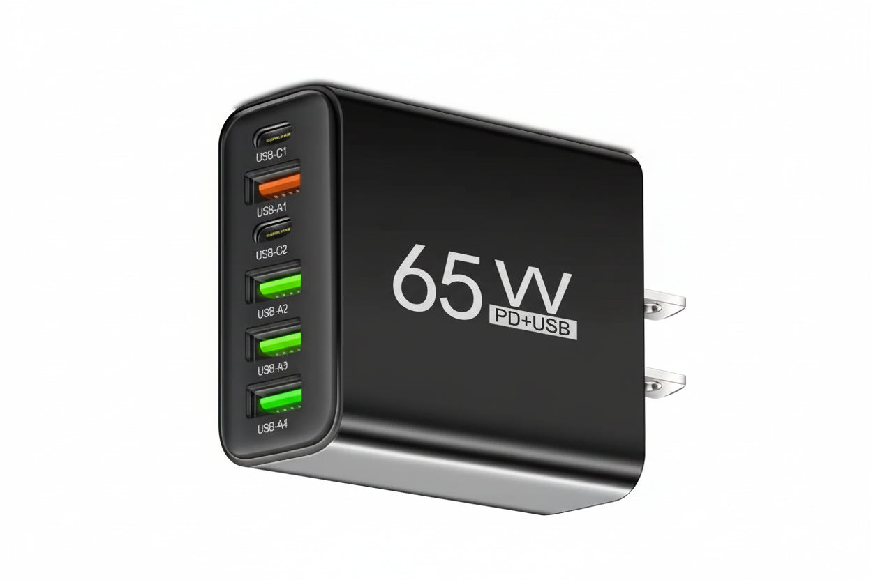 65W Multi-Port USB-C Fast Charger – Universal Wall Adapter